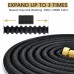 Racdde Lightweight Expandable Solid Brass Valve Connector Garden Hose with 10 Pattern Spray Nozzle - 100FT Black