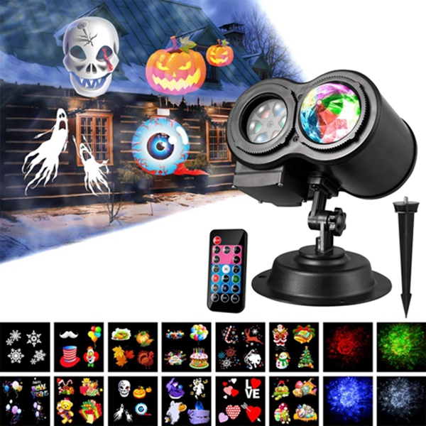 Racdde Halloween Projection Light,Christmas Projector Light, Led 2 in 1 Ripple Ocean Light with 12 Slides Patterns, Waterproof Outdoor/Indoor Landscape Decoration for Christmas, Thanksgiving, Birthday Party 
