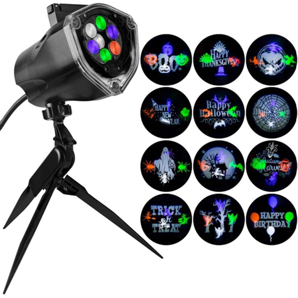 Racdde LED Projection Whirl a Motion with Static Image 2 Effects in 1 with 12 Changeable Slides for Multiple Holidays Autumn Colors