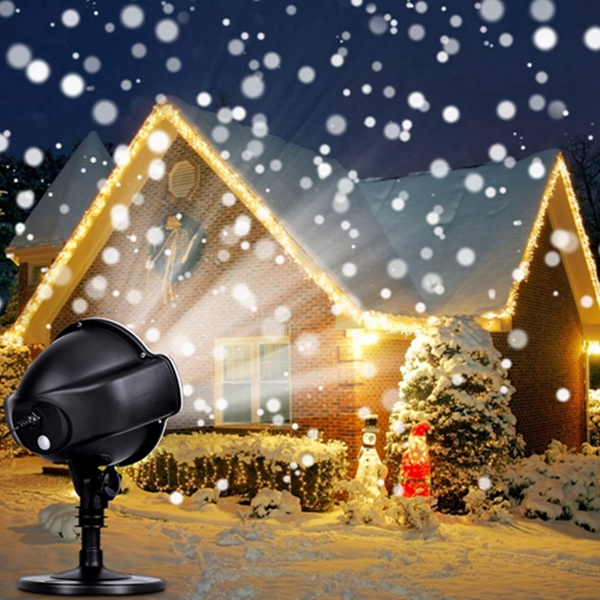 Racdde Christmas Snowflake Projector LED Lights, CroLED Rotating Snowfall Landscape Lights with Remote Outdoor Indoor Night Light Waterproof Spotlight Decorative Lighting for Holiday Xmas Party 