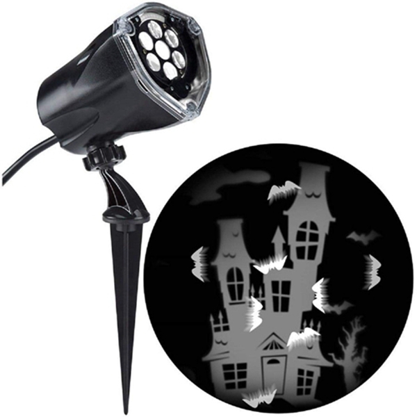 Racdde Halloween White LED Haunted House 2 in 1 Light Projector Lamp, 5 Inch 