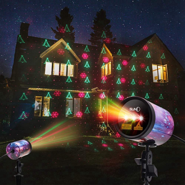 Racdde 3 Lens RGR Outdoor Laser Light, Christmas Theme Laser Projector IP65 Waterproof Automatic Timing Landscape Light Decor for Holiday Party Garden Yard Xmas Trees(Starry Shell) 