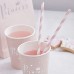 Racdde Biodegradable Paper Straws, 100 Pink Straws/Gold Straws for Party Supplies, Birthday, Wedding, Bridal/Baby Shower Decorations and Holiday Celebrations 