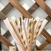 Racdde Biodegradable Paper Straws, 100 Pink Straws/Gold Straws for Party Supplies, Birthday, Wedding, Bridal/Baby Shower Decorations and Holiday Celebrations 