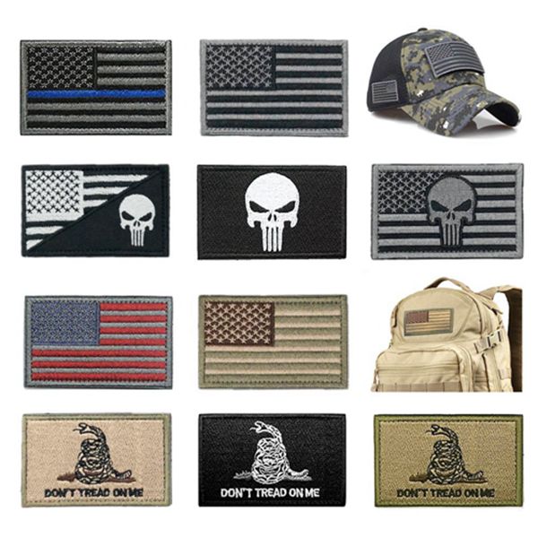 Racdde Bundle 10 Pieces US Flag Patch American Flag Punisher Patches Tactical Military Morale Patch Set