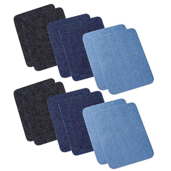 Racdde 12 PCS DIY Iron On Sew On Denim Patches for Jeans Clothing, 3 Colors(5 x 3.8 Inch)