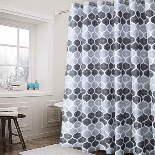 Racdde Shower Curtain, Geometric Pattern Fabric Shower Curtain for Bathroom Showers and Bathtubs, Moroccan Tile Pattern Bath Curtain, 72 X 72 Inch, Gray/Silver 