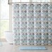 Racdde Universal Bathroom Fabric Shower Curtain for Men or Women: Muted Tones of Blue and Grey 