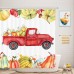 Racdde Autumn Farmhouse Thanksgiving Shower Curtains, Retro Red Harvest Truck Car with Pumpkins and Fall Maple Leaves, Polyester Fabric Rustic Farm Shower Curtain, Festival Bathroom Accessory Sets, 69X70in 