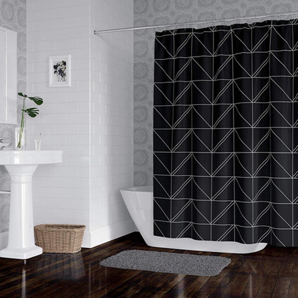  Racdde Modern Luxury Geometric Shower Curtain for Bathroom, 72 x 72 inch, Water and Mildew Resistant, 100% Polyester, Black and Grey 