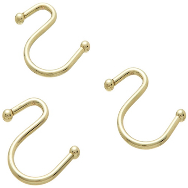 Racdde Inc S" Type Metal Shower Curtain Hook, Brass 