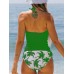 Women's Tropical Plants Print Bikini Swimsuit Set