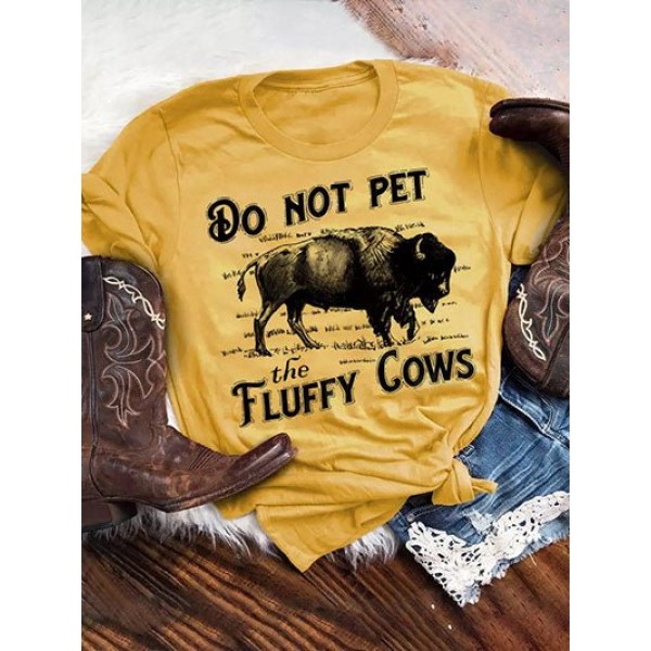 Do Not Pet The Fluffy Cows T-Shirt Tee - Yellow