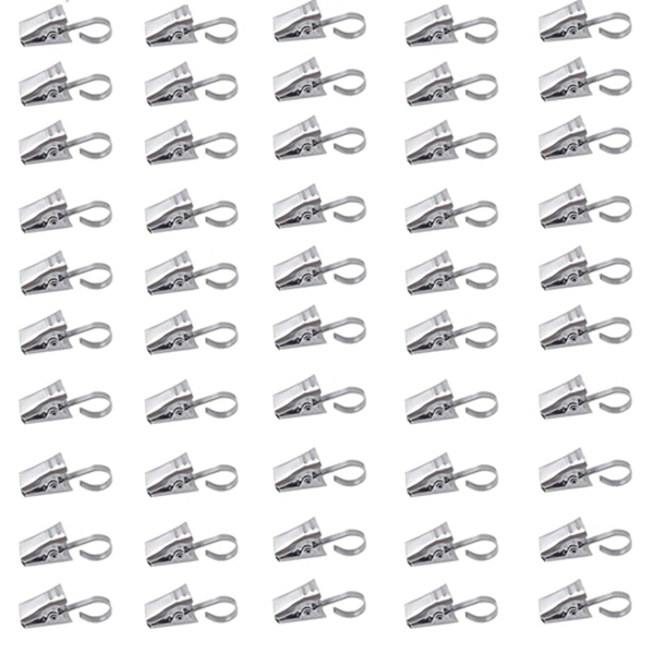 Racdde Pack of 50 Thickening Stainless Steel Curtain Clips with Hook for Curtain Photos Home Decoration Arts & Crafts Outdoor Party Wire Holder