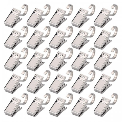 Racdde 100Pcs Stainless Steel Heavy Duty Satin Nickel Curtain Clips for Curtain,Home Decoration,Art Craft Display,Photos,Outdoor Activities Supplies (Sliver) 