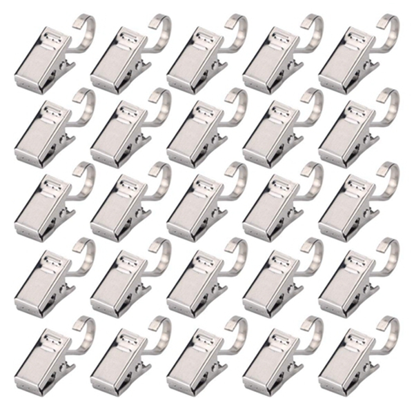 Racdde 100Pcs Stainless Steel Heavy Duty Satin Nickel Curtain Clips for Curtain,Home Decoration,Art Craft Display,Photos,Outdoor Activities Supplies (Sliver) 