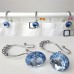 Racdde Shower Window Curtain Double Hooks，Stainless Steel Rustproof Crystal Rhinestones Gem Hooks 12-Pack (Rhinestone Blue) 