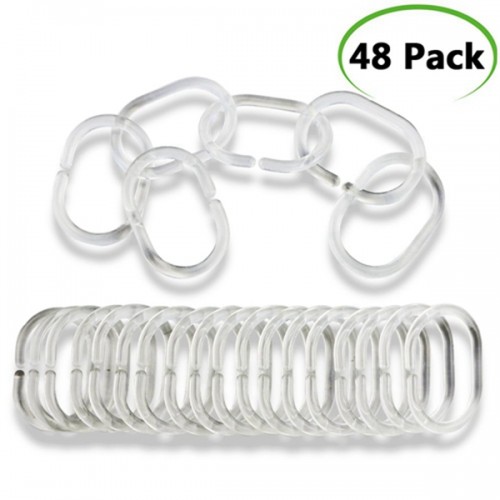 Racdde 48 Pack Clear Plastic Shower Curtain Rings Hooks for Bathroom Shower Window Rod 