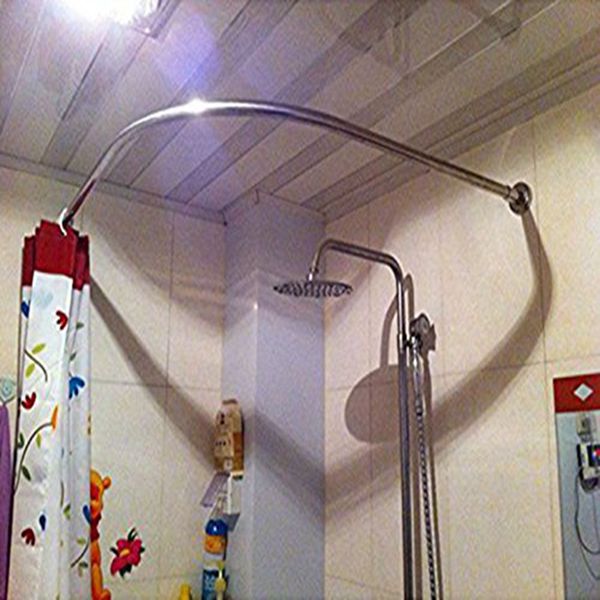 Racdde Stretchable 304 Stainless L Shaped Bathroom Bathtub Corner Shower Curtain Rod Rack 70-100x70-100CM/27.55"-39.37"x27.55"-39.37"
