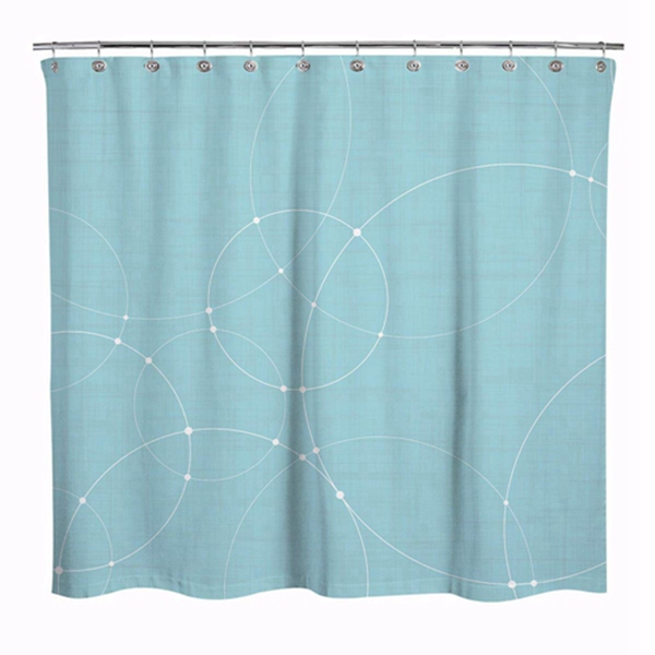 Racdde Design White Overlapping Circles Fabric Shower Curtain, Modern Style Bathroom Decoration Curtains, Mint Blue 