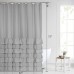 Racdde Gray/Grey Ruffle Shower Curtain Farmhouse Rustic Cloth Shower Curtains for Bathroom, Fabric Bath Curtain, 72x72 inch Long 