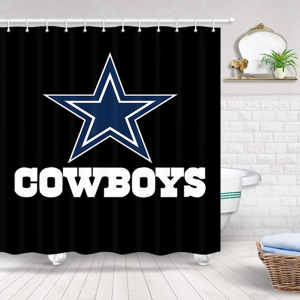 Racdde Cowboy Shower Curtains with Rug Set, Dallas Cowboys American Sports Bathroom Accessory, 4 Pcs Set - Fabric Bathroom Shower Curtain & Bath Rug & Toilet Mat & Toilet Lid Cover 