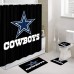 Racdde Cowboy Shower Curtains with Rug Set, Dallas Cowboys American Sports Bathroom Accessory, 4 Pcs Set - Fabric Bathroom Shower Curtain & Bath Rug & Toilet Mat & Toilet Lid Cover 