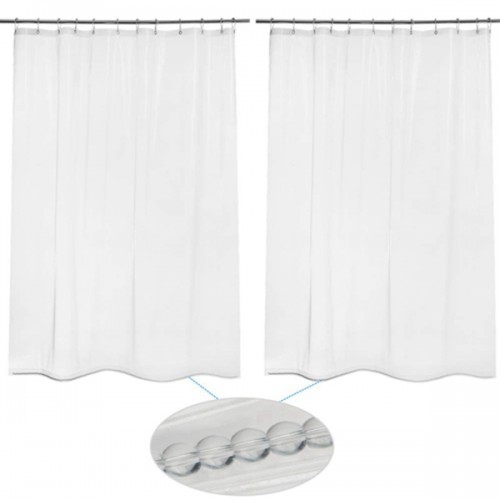 Racdde 2 Pack Shower Curtain Liners, 72" W x 72" H PEVA 3G Shower Curtains with Heavy Duty Glass Beads and 12 Rust-Resistant Grommet Holes, Waterproof Odorless Lightweight Plastic Liners - Clear 
