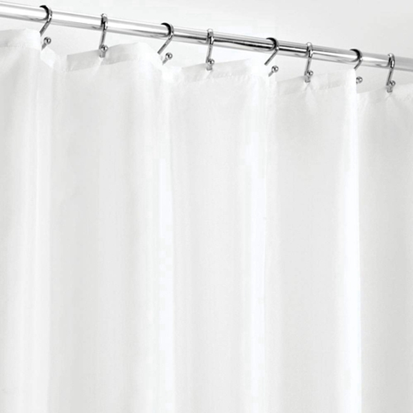 Racdde Water Repellent, Mildew Resistant, Heavy Duty Flat Weave Fabric Shower Curtain, Liner - Weighted Bottom Hem for Bathroom Shower and Bathtub - 72" x 72" - White 