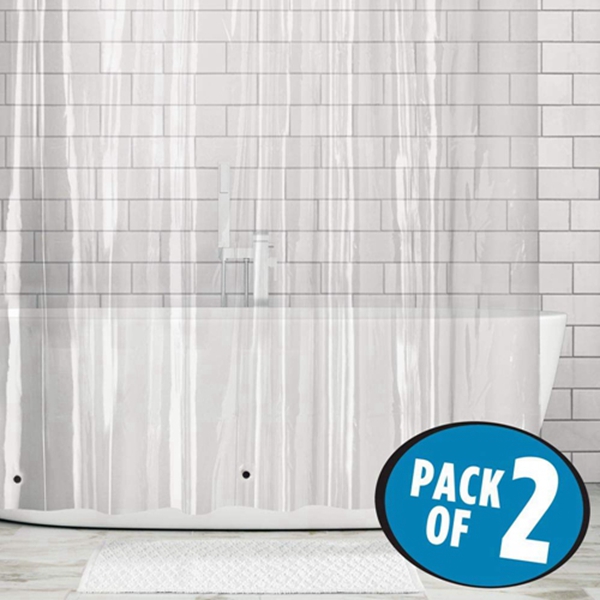 Racdde- 2 Pack - Extra Long Waterproof, Heavy Duty Premium Quality 4.8-Guage Vinyl Shower Curtain Liner for Bathroom Shower Stall and Bathtub - 72" x 96" - Clear 