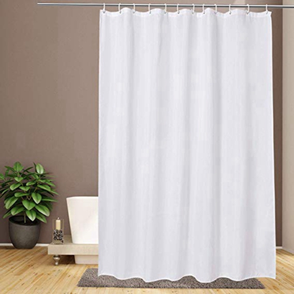 Racdde Solid White Shower Curtain 72 x 72inches Long, Water-Resistant Fabric Shower Curtain Liner for Bathroom