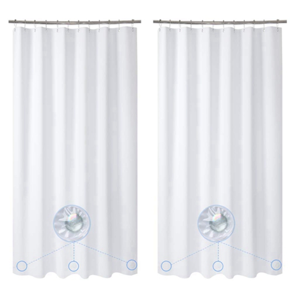 Racdde 2 Pack Shower Curtain Liners, 70" W x 72" H EVA 8G Shower Curtain with Heavy Duty Clear Stones and Grommet Holes, Waterproof Thick Bathroom Plastic Shower Curtains Without Chemical Odor-White 