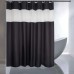 Racdde Stall Shower Curtain 36 x 72, Bathroom Fabric Shower Curtain or Liner, Top Tulle Design Washable Bath Curtain with Reinforced Buttonholes, Black 
