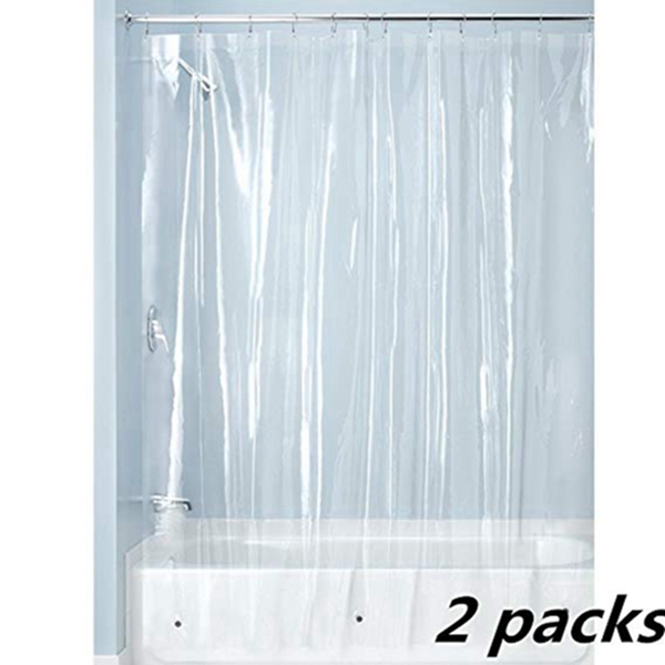 Racdde Clear PEVA Shower Curatin Liner , Waterproof, Odorless,Eco-Friendly Shower Curtain With Heavy Duty Magnets Without Hooks,2 Packs,36"x72" 