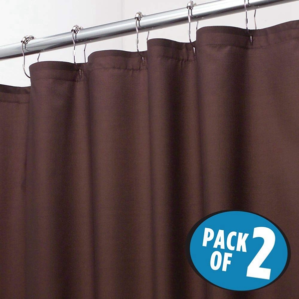 Racdde - 2 Pack - Extra Wide Water Repellent, Mildew Resistant, Heavy Duty Flat Weave Fabric Shower Curtain, Liner - Weighted Bottom Hem - for Shower and Bathtub - 108" x 72" - Chocolate Brown 