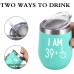 Racdde 40th Birthday Wine Tumbler 39 Plus One Middle Finger for Women Men Friends, 12 Oz Insulated Stainless Steel Tumbler Cup with Lid, Personalize Gag Gift for 40th Birthday Party