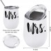 Racdde Mr and Mrs Wine Tumbler Set, Wedding Wine Tumbler Gift, 12 Oz Insulated Stainless Steel Wine Tumbler for Newlyweds Couples Wife, Wedding Tumbler Gift for Bridal Showers Engagement, Set of 2 