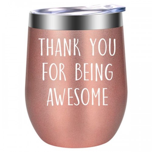 Thank You for Being Awesome - Thank You Gifts for Women - Funny Friendship, Congratulations, Inspirational, Promotion, New Job, Birthday Wine Gifts for Best Friend, Coworker, Her - Racdde Wine Tumbler 