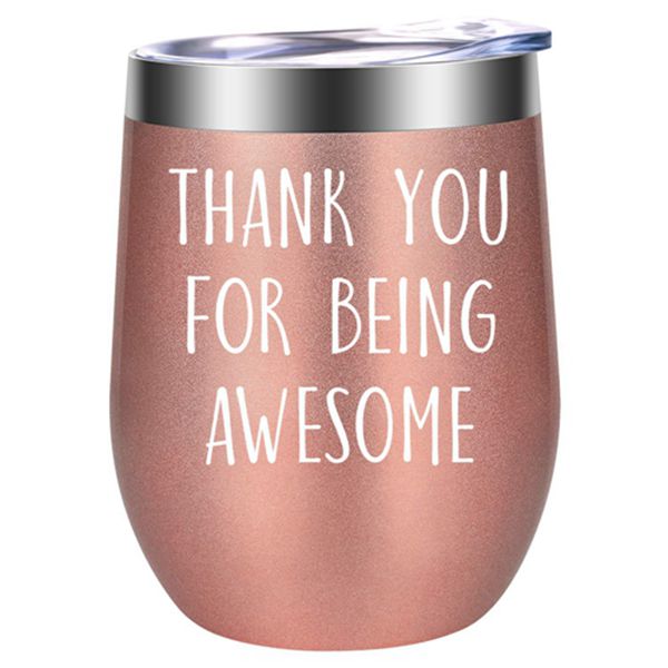 Thank You for Being Awesome - Thank You Gifts for Women - Funny Friendship, Congratulations, Inspirational, Promotion, New Job, Birthday Wine Gifts for Best Friend, Coworker, Her - Racdde Wine Tumbler 