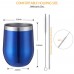 Racdde Stainless Steel Wine Glass with Straws Set,Insulated Wine Tumbler 12 oz Stemless Wine Glasses with Spill Proof Lid,Lightweight,Travel Friendly (Multi-color A) 