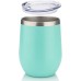 Racdde Stemless Wine Tumbler Glass 12 oz Stainless Steel Double Wall Vacuum Insulated Wine Cup with Lid Travel Friendly (Aqua blue, 1 pack) 