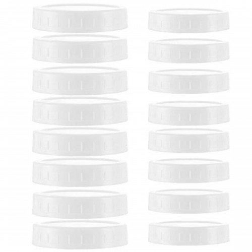 Racdde 16Pcs Plastic Mason Jar Lids - 8 Regular Mouth Lids and 8 Wide Mouth Plastic Storage Caps for Mason Jars, White