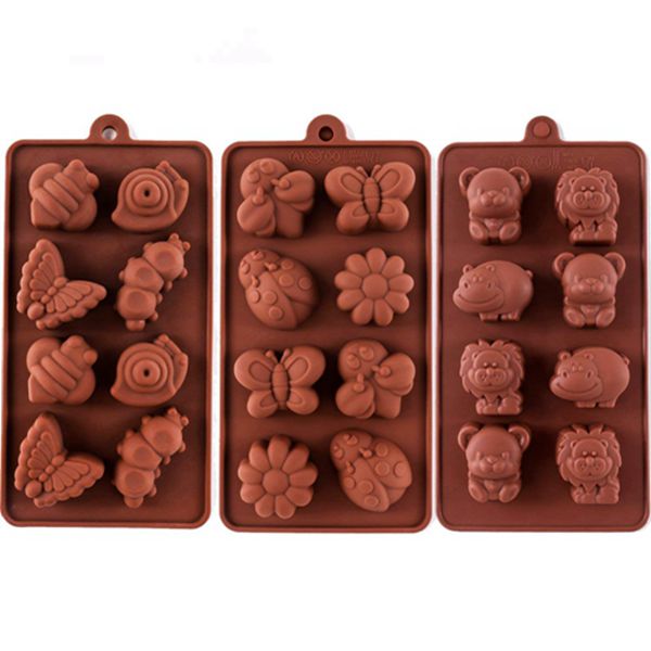 Racdde Silicone Molds Non-stick Chocolate Candy Mold,Soap Molds,Silicone Baking mold Making Kit, Set of 3 Forest Theme with Different Shapes Animals,Lovely & Fun for Kids 
