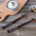 Racdde Chopsticks 5 Pairs Reusable Natural Wooden Chopstick Set 9.4 Inch Classic Flower Style Gift Set with Case, Dishwasher Safe