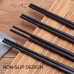 Racdde Chopsticks Reusable 5 Pairs Fiberglass Useable Chopstick 9.4 Inch Long User Friendly Chopsticks, Elegant Decorative Lattice pattern, Dishwasher Safe 