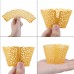 Racdde 100Pcs Cupcake Wrappers Gold Lace Greaseproof Cupcake Liners Baking Paper Cups for Birthday Party Wedding Cake Muffin Decoration 
