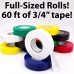 Weather-Resistant Colored Electrical Tape 60 Jumbo Roll 12 Pack by Racdde Supply. Color Code Your Electric Wiring Safely with Indoor/Outdoor PVC Vinyl, UL Listed to 600V, for a Variety of Taping Needs 