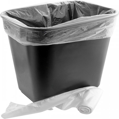 Racdde Space-Saving Trash Can and 100x 4 Gal. Leak-Proof Liners Set. Small Black Plastic Wastebasket and Clear Bags Great for Bathroom, Kitchen or Home Office. Garbage Bin Fits Under Most Desks and Cabinets