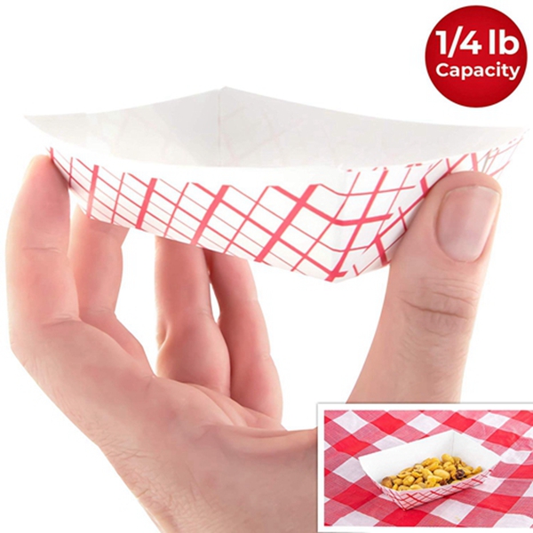 Racdde Heavy Duty, Grease Resistant Mini Paper Food Trays 200 Pack. Recyclable, Coated Paperboard Basket Ideal for Festival, Carnival and Concession Stand Condiments and Small Snacks