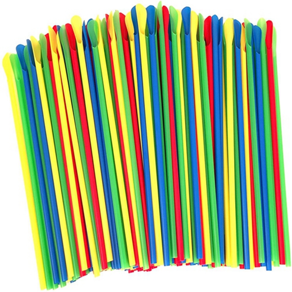 Racdde SNO-Cone Spoon Straws, Multicolor, 200-Count 